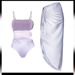 Lavender Swimsuit with Cover-Up